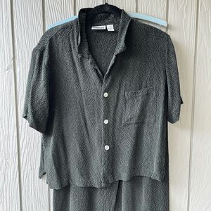 Vintage 90s Chico’s Design Set M/L | Rayon Seersucker Lounge Set Made in USA